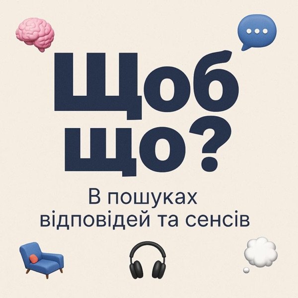 Обкладинка подкасту Щоб що? В пошуках відповідей та сенсів